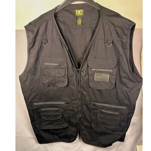 HQ Issue Mens Black Tactical Fishing Hunting Utility Vest Multi Pocket Vest 4XL